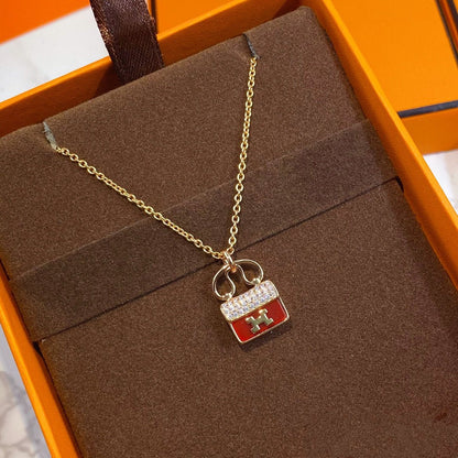[Solara Jewelry]CONSTANCE RED PEDANT PINK GOLD NECKLACE