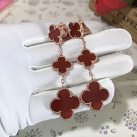 [Solara Jewelry]CLOVER 3 MOTIF CARNELIAN DROP EARRINGS