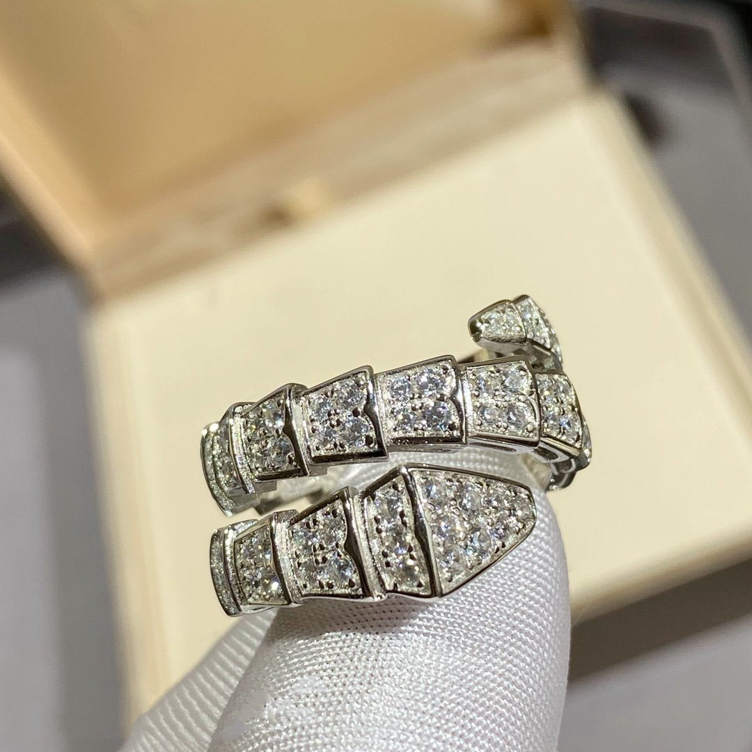 [Solara Jewelry]SERPENTI DOUBLE RING SILVER DIAMOND PAVED