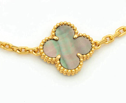 [Solara Jewelry]CLOVER 5 MOTIF GRAY MOP DIAMOND BRACELET