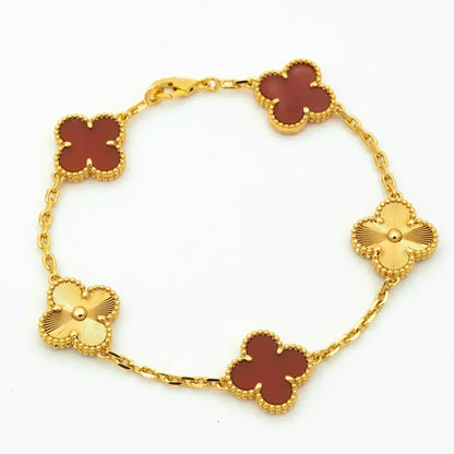 [Solara Jewelry]CLOVER  5 MOTIFS CARNELIAN GOLD BRACELET