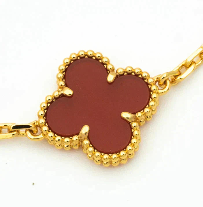 [Solara Jewelry]CLOVER  5 MOTIFS CARNELIAN GOLD BRACELET