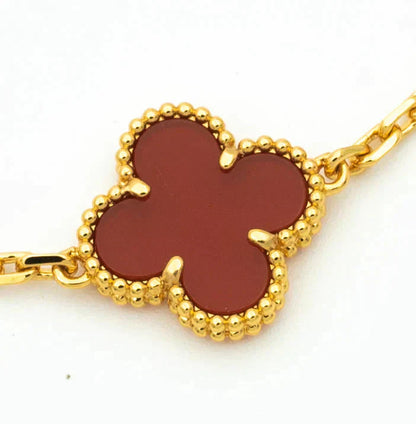 [Solara Jewelry]CLOVER 5 MOTIFS CARNELIAN DIAMOND BRACELET