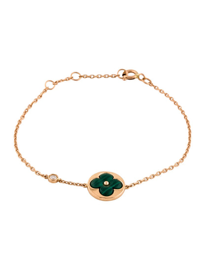 [Solara Jewelry]SUN MALACHITE 1 DIAMOND PINK GOLD BRACELET