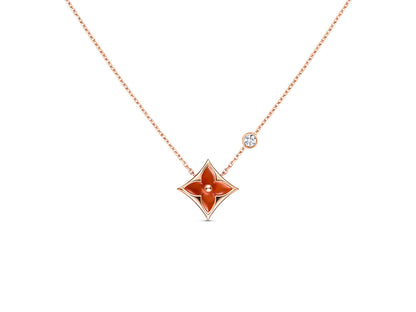 [Solara Jewelry]STAR NECKLACE PINK GOLD 1 DIAMOND