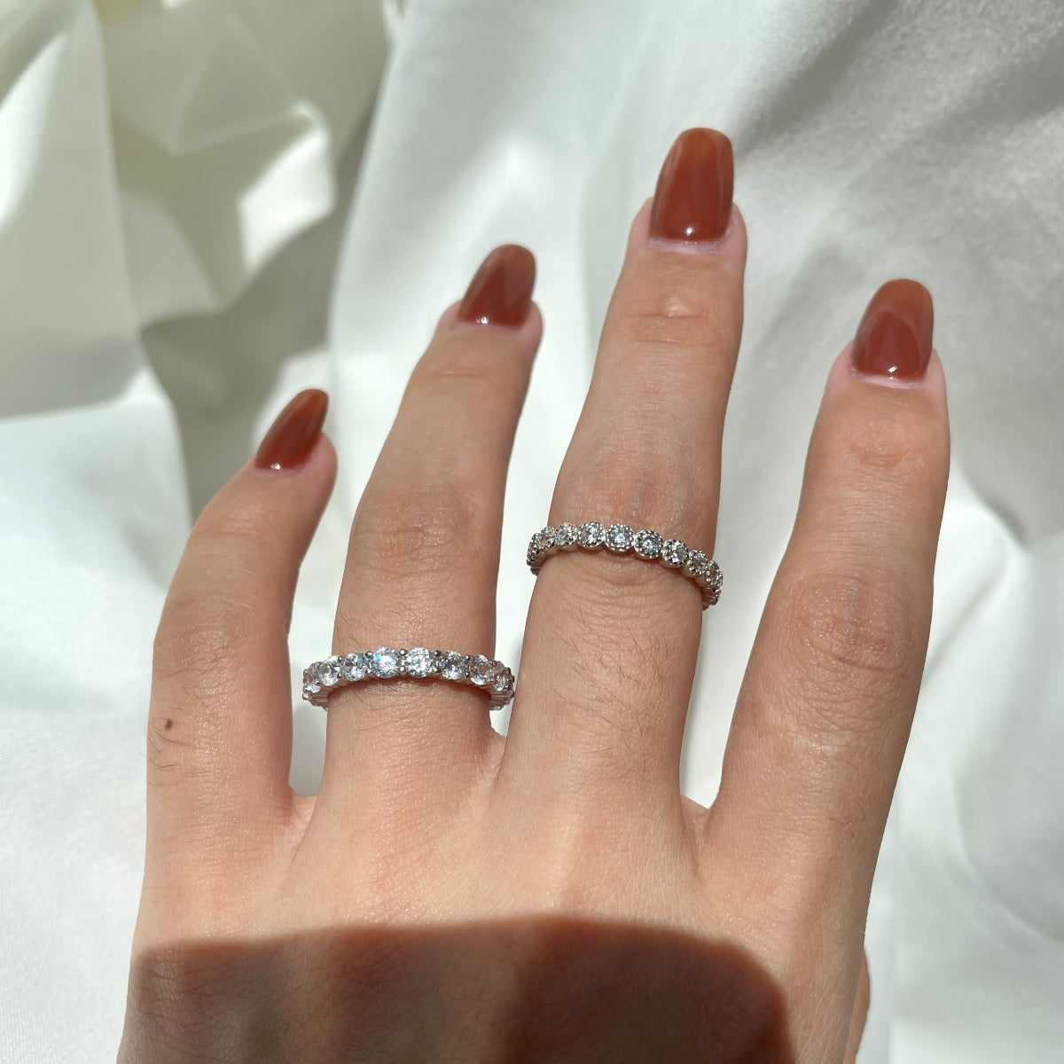 [Solara Jewelry]Sparkling Round Cut Tennis Ring
