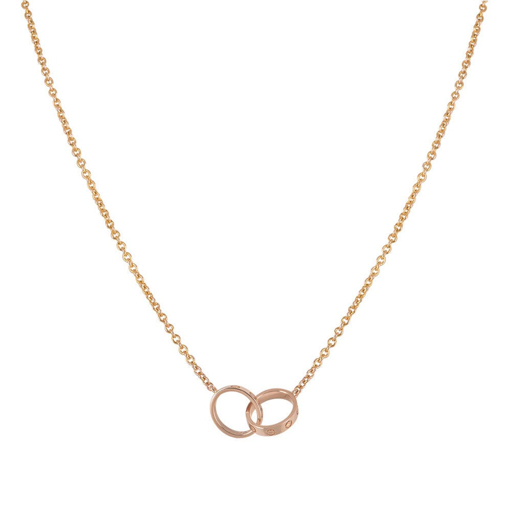 [Solara Jewelry]LOVE NECKLACE DOUBLE RING PINK GOLD