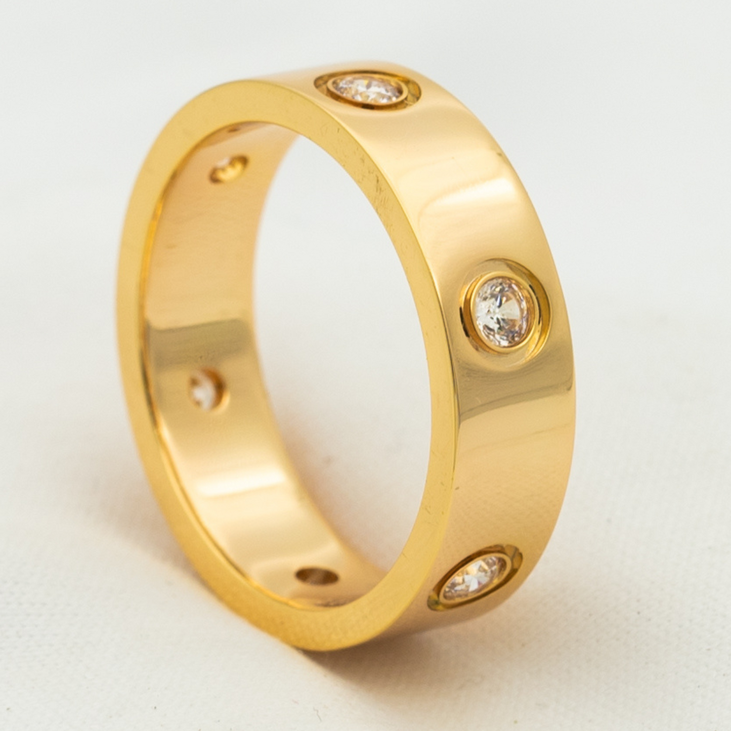 [Solara Jewelry]LOVE RING 5.5MM 6 DIAMONDS PINK GOLD