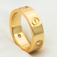 [Solara Jewelry]LOVE RING 5.5MM 3 DIAMONDS PINK GOLD