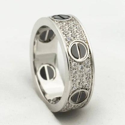 [Solara Jewelry]LOVE RING 5.5MM DIAMONDS PAVED CERAMIC