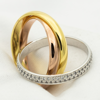 [Solara Jewelry]TRINITY RING GOLD PINK GOLD SILVER DIAMONDS