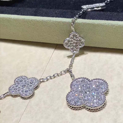 [Solara Jewelry]CLOVER 6 MOTIFS SILVER DIAMOND BRACELET
