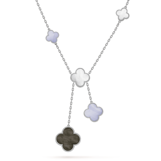 [Solara Jewelry]CLOVER MOP CHALCEDONY NECKLACE SILVER 6 MOTIF