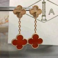[Solara Jewelry]CLOVER 2 MOTIF  LASER CARNELIAN EARRINGS