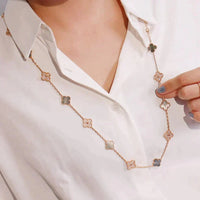 [Solara Jewelry]CLOVER 20 MOTIFS DARK MOP DIAMOND  NECKLACE