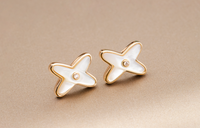 [Solara Jewelry]JEUX DE WHITE MOP PINK GOLD DIAMOND EARRINGS