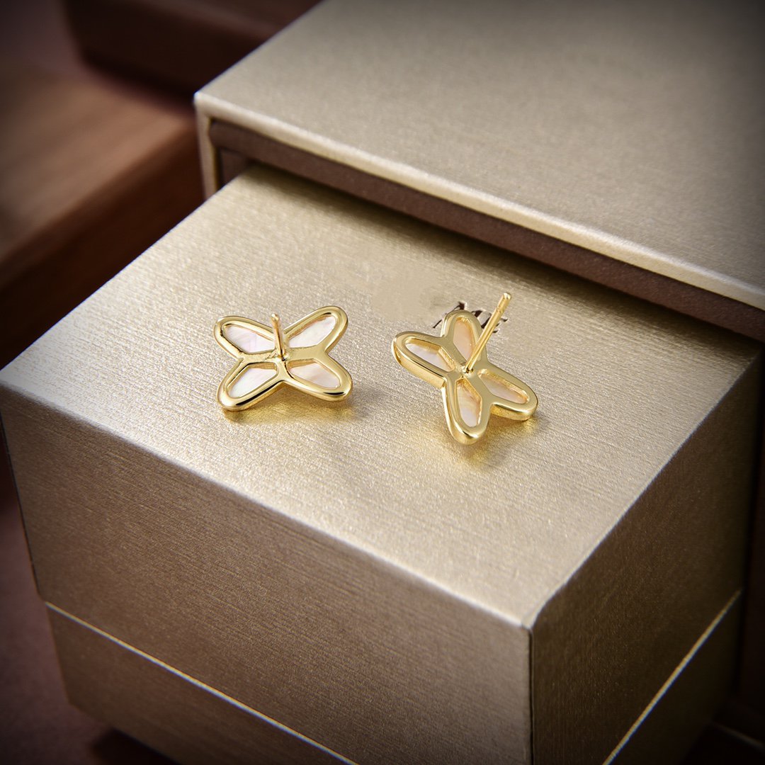 [Solara Jewelry]JEUX DE WHITE MOP GOLD DIAMOND EARRINGS