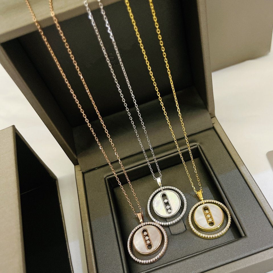 [Solara jewelry]LUCKY MOVE MM NACRE BLANCHE DIAMOND NECKLACE