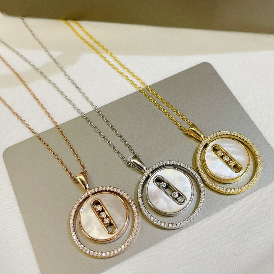 [Solara jewelry]LUCKY MOVE MM NACRE BLANCHE DIAMOND NECKLACE