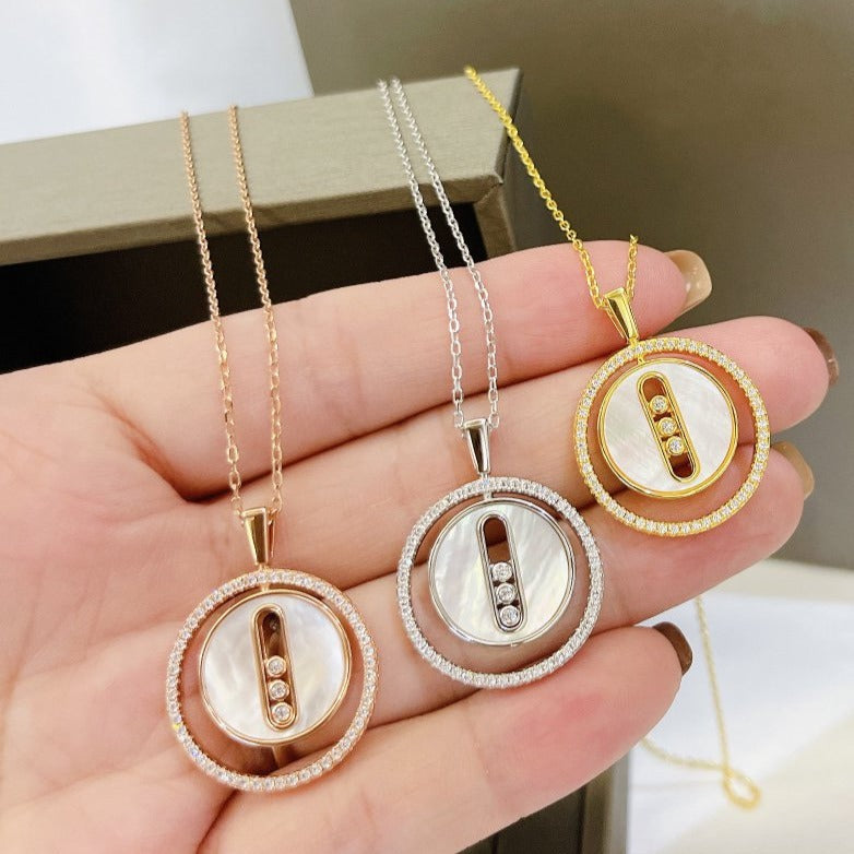 [Solara jewelry]LUCKY MOVE MM NACRE BLANCHE DIAMOND NECKLACE