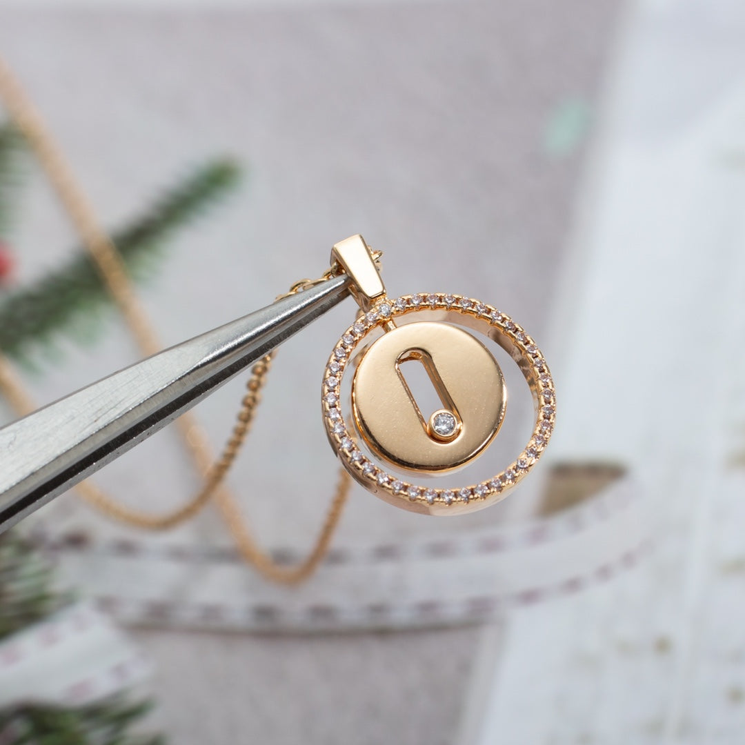 [Solara jewelry]LUCKY MOVE PM NECKLACE PINK GOLD DIAMOND
