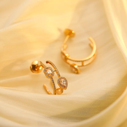 [Solara jewelry]CREOLES MY TWIN 2 RANGS SILVER DIAMOND EARRINGS