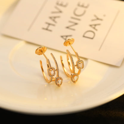 [Solara jewelry]CREOLES MY TWIN 2 RANGS SILVER DIAMOND EARRINGS