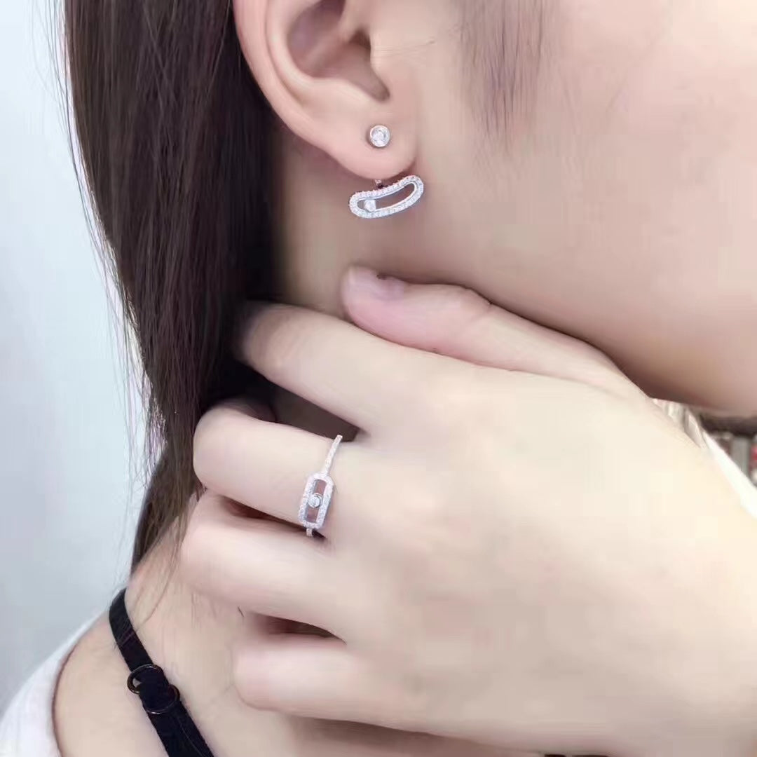 [Solara jewelry]MOVE UNO SILVER DIAMOND EARRINGS