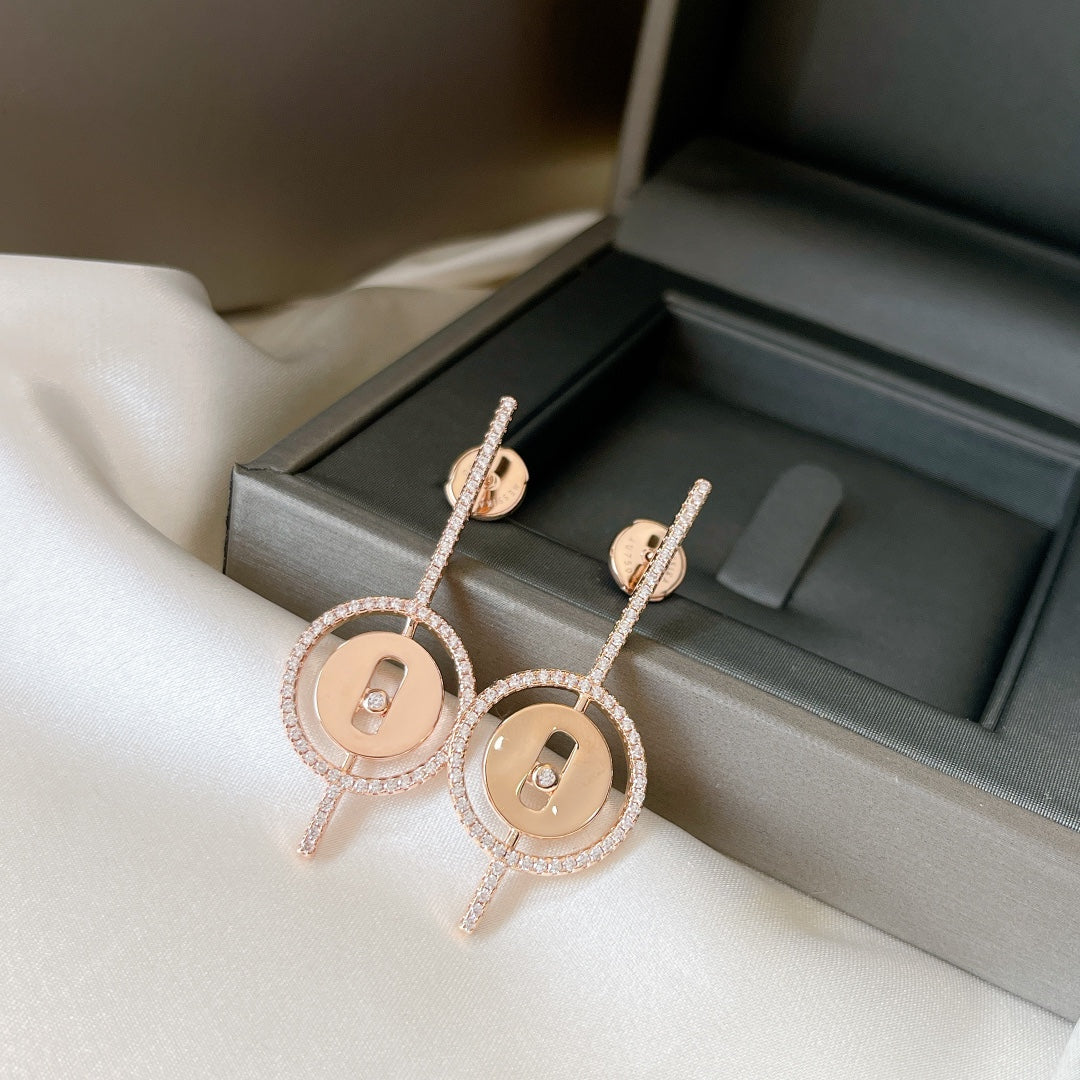 [Solara jewelry]LUCKY MOVE ARROW PINK GOLD DIAMOND EARRINGS
