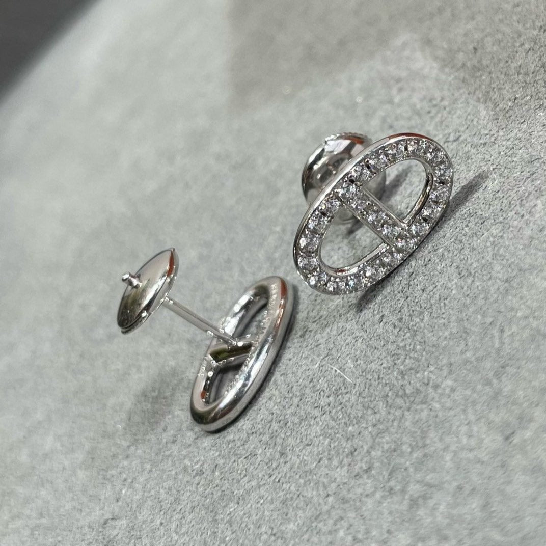 [Solara Jewelry]HM FULL DIAMOND PIG NOSE STUD EARRINGS