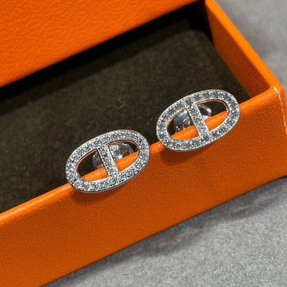 [Solara Jewelry]HM FULL DIAMOND PIG NOSE STUD EARRINGS