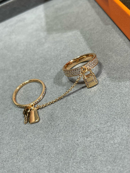 [Solara Jewelry]HM KELLY CLOCHETTE DOUBLE RING IN  WITH DIAMONDS