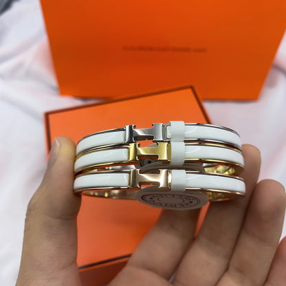 [Solara Jewelry]CLASSIC HM CLIC WHITE 8MM ENAMEL BRACELET