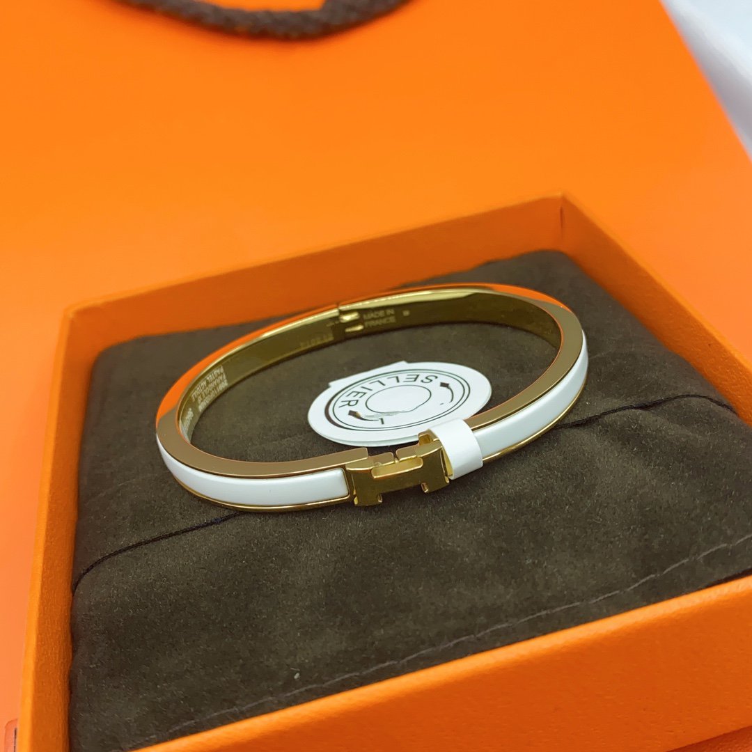 [Solara Jewelry]CLASSIC HM CLIC WHITE 8MM ENAMEL BRACELET