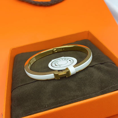 [Solara Jewelry]CLASSIC HM CLIC WHITE 8MM ENAMEL BRACELET