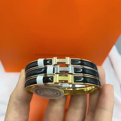 [Solara Jewelry]CLASSIC HM CLIC BLACK 8MM ENAMEL BRACELET