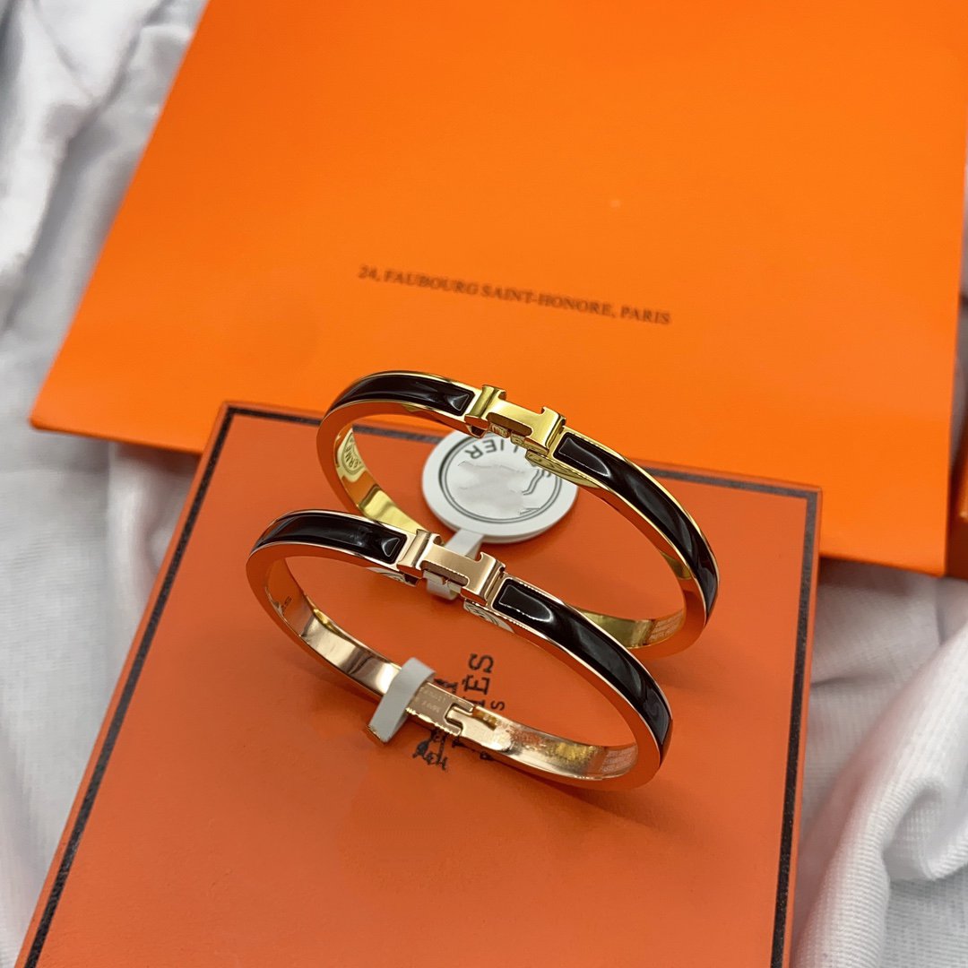 [Solara Jewelry]CLASSIC HM CLIC BLACK 8MM ENAMEL BRACELET