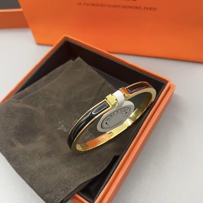 [Solara Jewelry]CLASSIC HM CLIC BLACK 8MM ENAMEL BRACELET