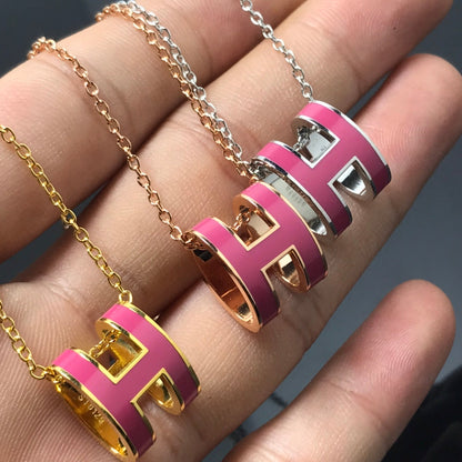 [Solara Jewelry]H NECKLACE PINK