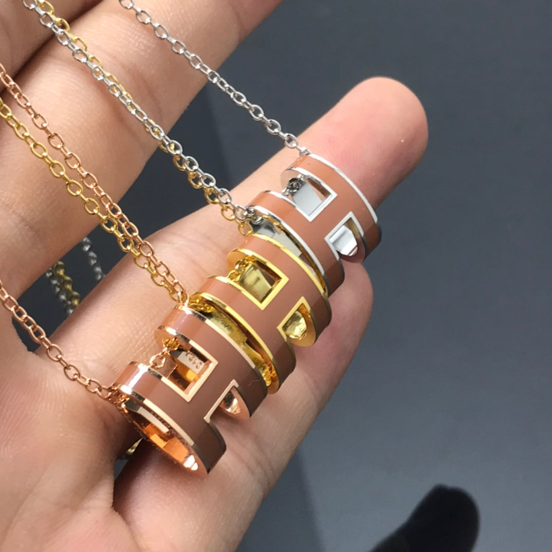 [Solara Jewelry]H NECKLACE BROWN
