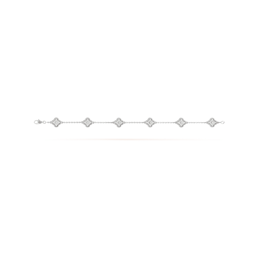 [Solara Jewelry]CLOVER 6 MOTIF SILVER DIAMOND BRACELET