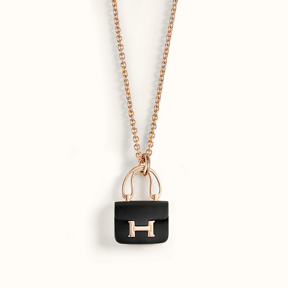 [Solara Jewelry]CONSTANCE BLACK PEDANT PINK GOLD NECKLACE