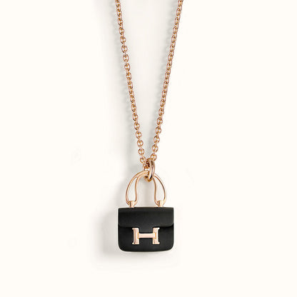 [Solara Jewelry]CONSTANCE BLACK PEDANT PINK GOLD NECKLACE