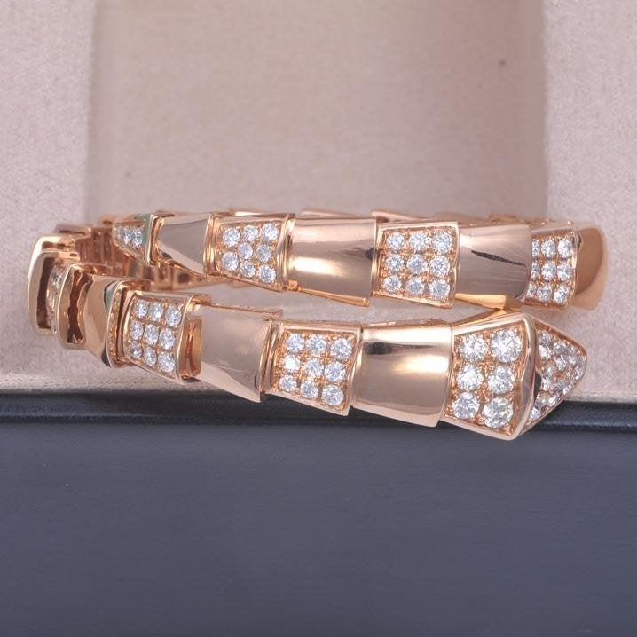[Solara Jewelry]SERPENTI WIDE BRACELET PINK GOLD DIAMOND