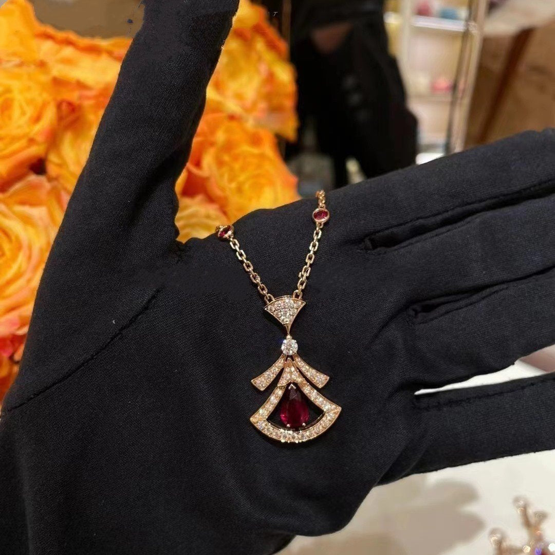 [Solara Jewelry]DREAM NECKLACE CARNELIAN DIAMOND PINK GOLD