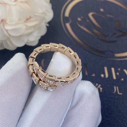 [Solara Jewelry]SERPENTI RING PINK GOLD DIAMOND PAVED 4MM