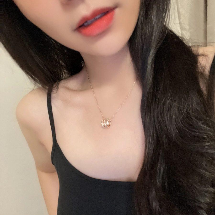 [Solara Jewelry]SERPENTI PINK GOLD NECKLACE DOUBLE RING DIAMOND