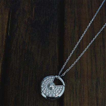 [Solara Jewelry]AMULETTE SILVER FULL DIAMOND NECKLACE