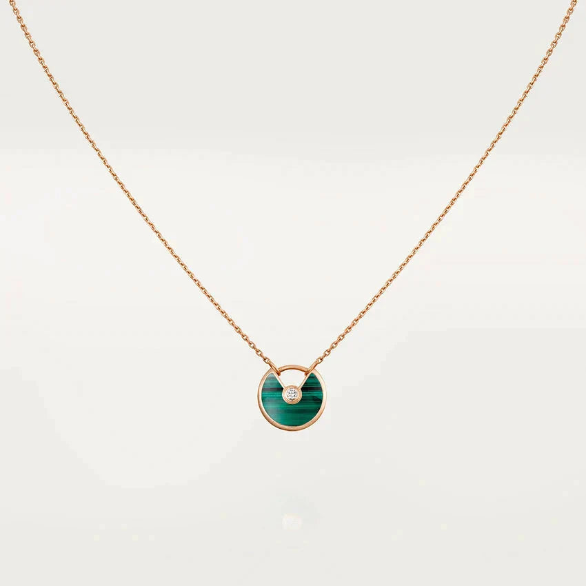 [Solara Jewelry]AMULETTE ROSE GOLD MALACHITE NECKLACE