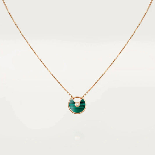 [Solara Jewelry]AMULETTE ROSE GOLD MALACHITE NECKLACE